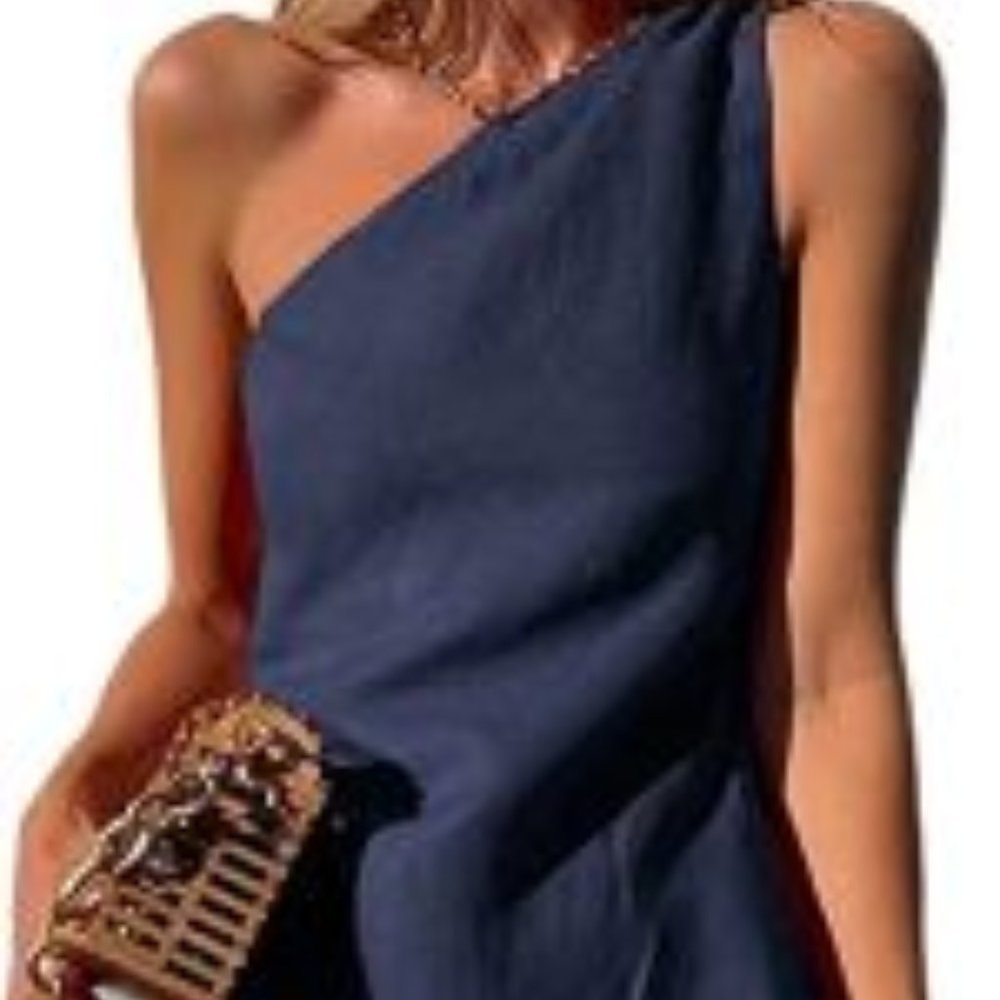 one shoulder linen dress